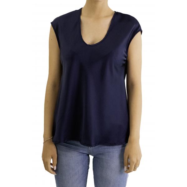 Blusa tinta unita con scollo a V